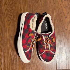 Sperry Top Sider Faux Fur Buffalo Plaid Slip-on Sneakers